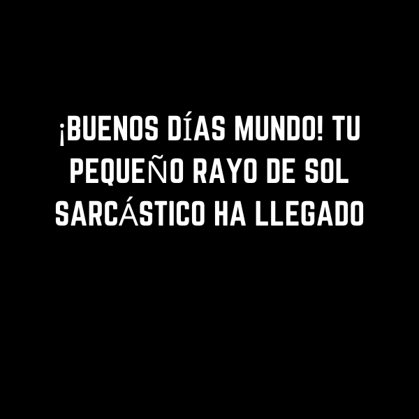 ¡BUENOS DÍAS MUNDO! TU PEQUEÑO RAYO DE SOL SARCÁSTICO HA LLEGADO